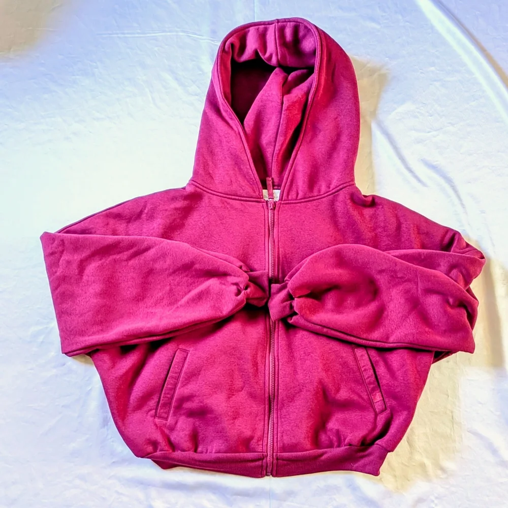 Women's Zip-Up Hooded Sweatshirt - Rich Magenta - Picture 1 of 7